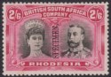Click for more photos and details Rhodesia 1910 KGV SPECIMEN Double Head 2sh6d Bl + Rose-Carmine Mint SG157s regum