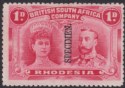 Click for more photos and details Rhodesia 1910 KGV SPECIMEN Double Head 1d Bright Carmine Mint SG123s regum