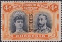 Click for more photos and details Rhodesia 1910 KGV SPECIMEN Double Head 4d Green Black + Orange Mint SG138s regum