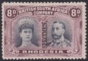 Click for more photos and details Rhodesia 1910 KGV SPECIMEN Double Head 8d Gr-Black + Purp p13½ Mint SG185s regum
