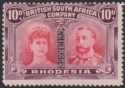 Click for more photos and details Rhodesia 1910 KGV SPECIMEN Double Head 10d Scarlet + Red Mauve Mint SG149s regum