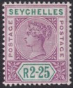 Click for more photos and details Seychelles 1900 QV 2r25c Bright Mauve and Green Mint SG36 cat £130