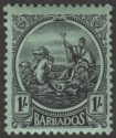 Barbados 1924 KGV Seal 1sh Black on Emerald Mint SG226